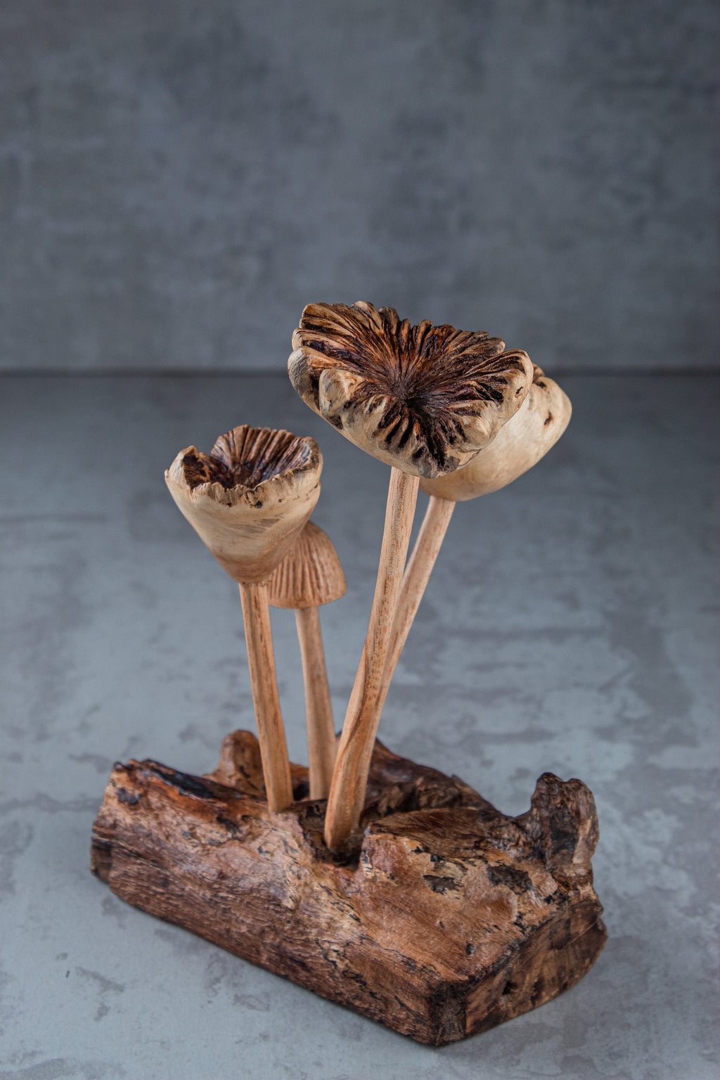 Wooden Mushroom Flower 6"