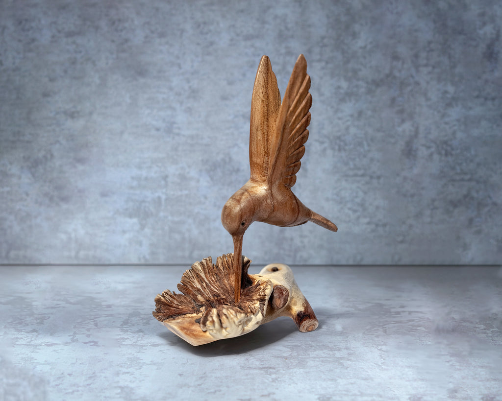 Wooden Hummingbird On Nest