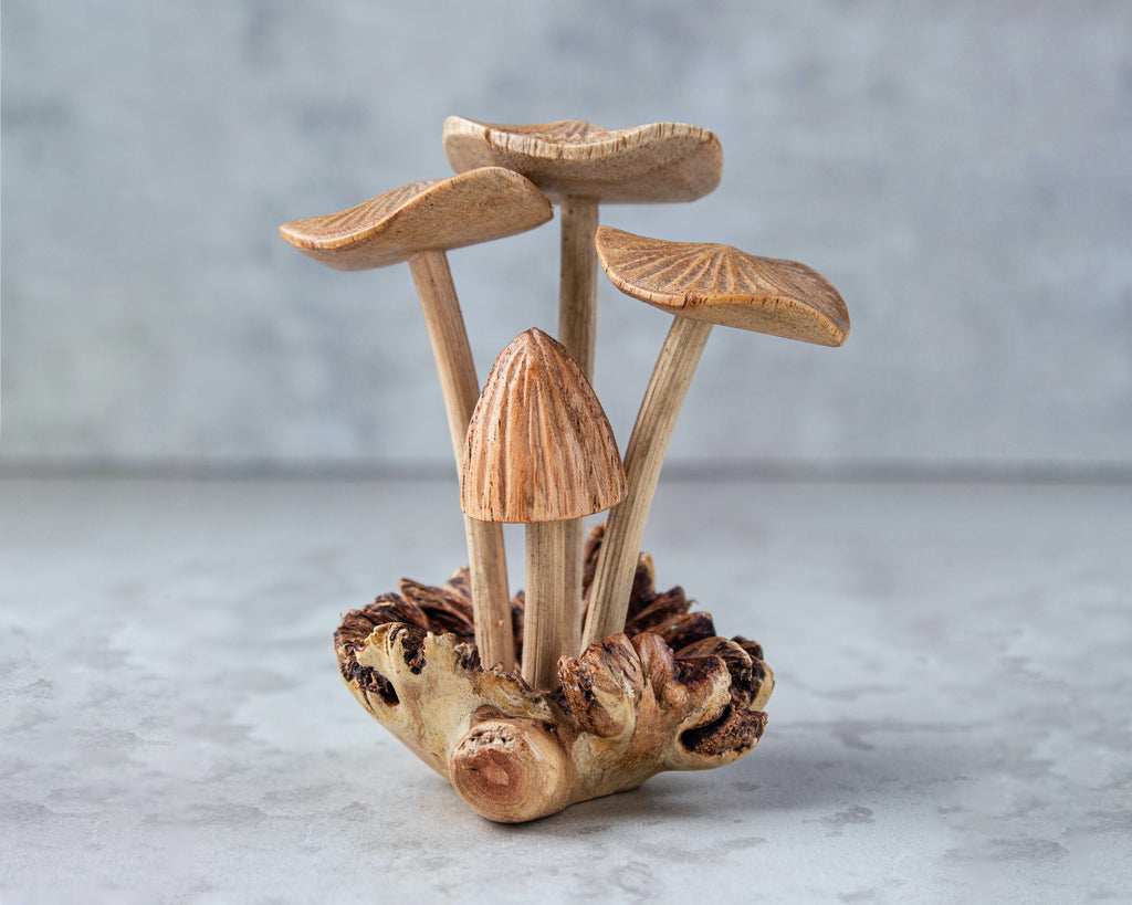 Wooden Mushroom On Base
