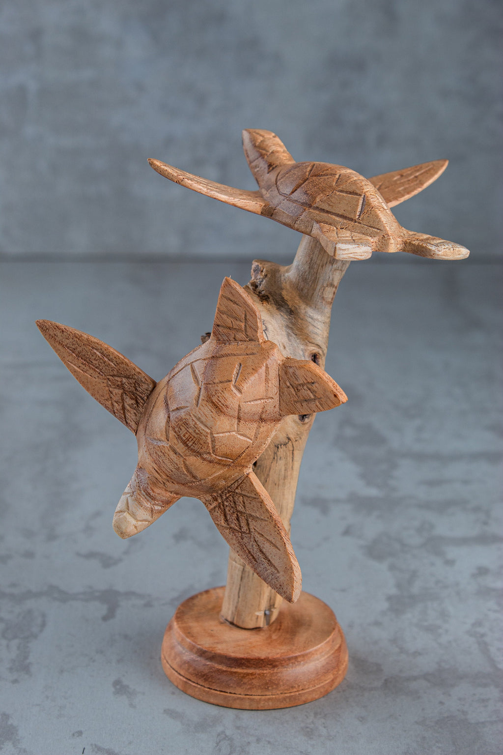 Wood Turtle Sculpture: Ocean Home Decor (8")