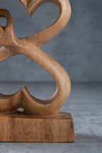 Hand-Carved Interlocking Hearts Wooden Sculpture – Handmade Decorative Accent