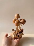 Hand Carved Wooden Mushroom Sculpture: Cluster woodland