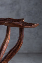 Mushroom Sculpture: Dark Wood Stain, Home Decor (9 inch)