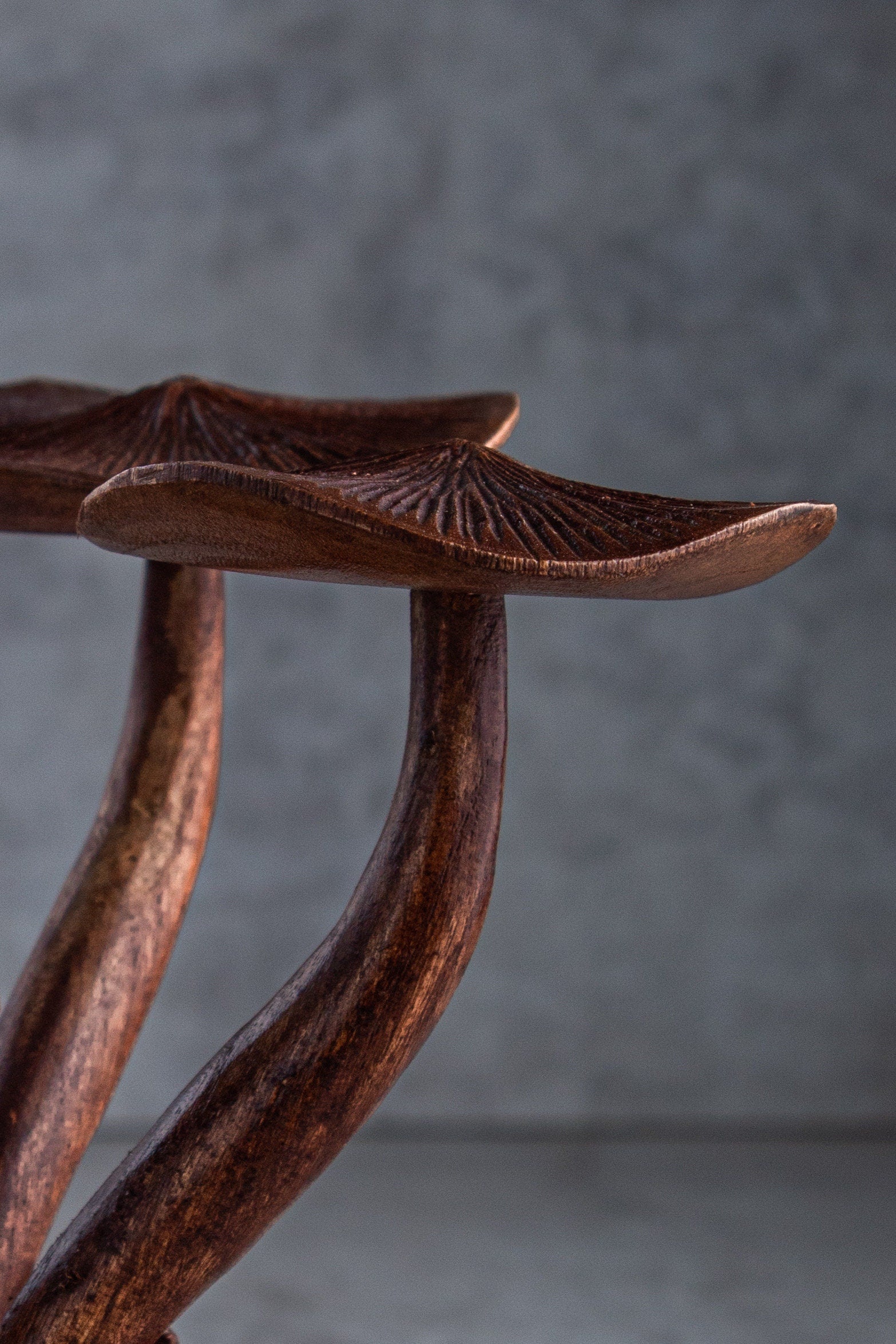 Mushroom Sculpture: Dark Wood Stain, Home Decor (9 inch)