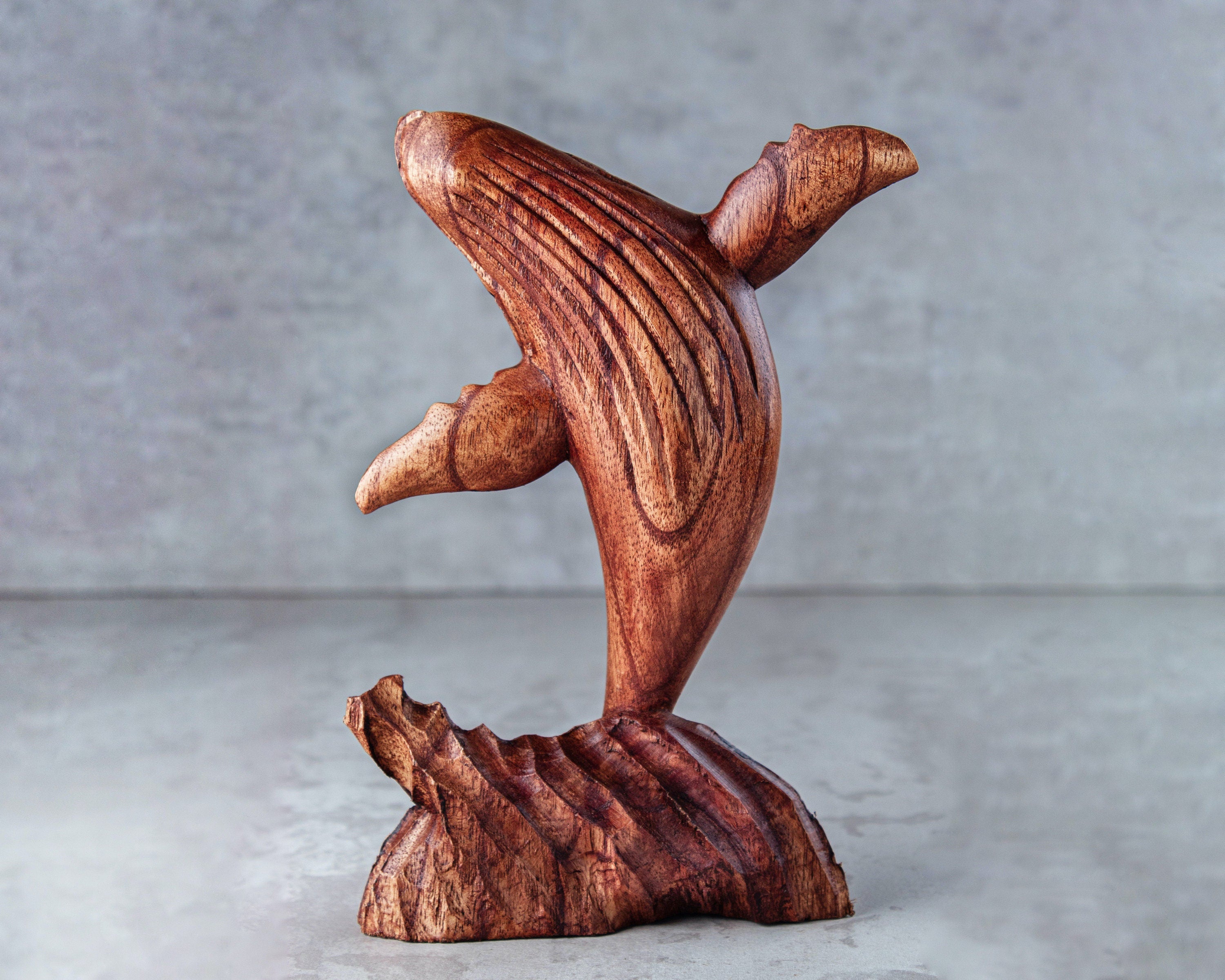 Whale Sculpture Wooden Dark Color