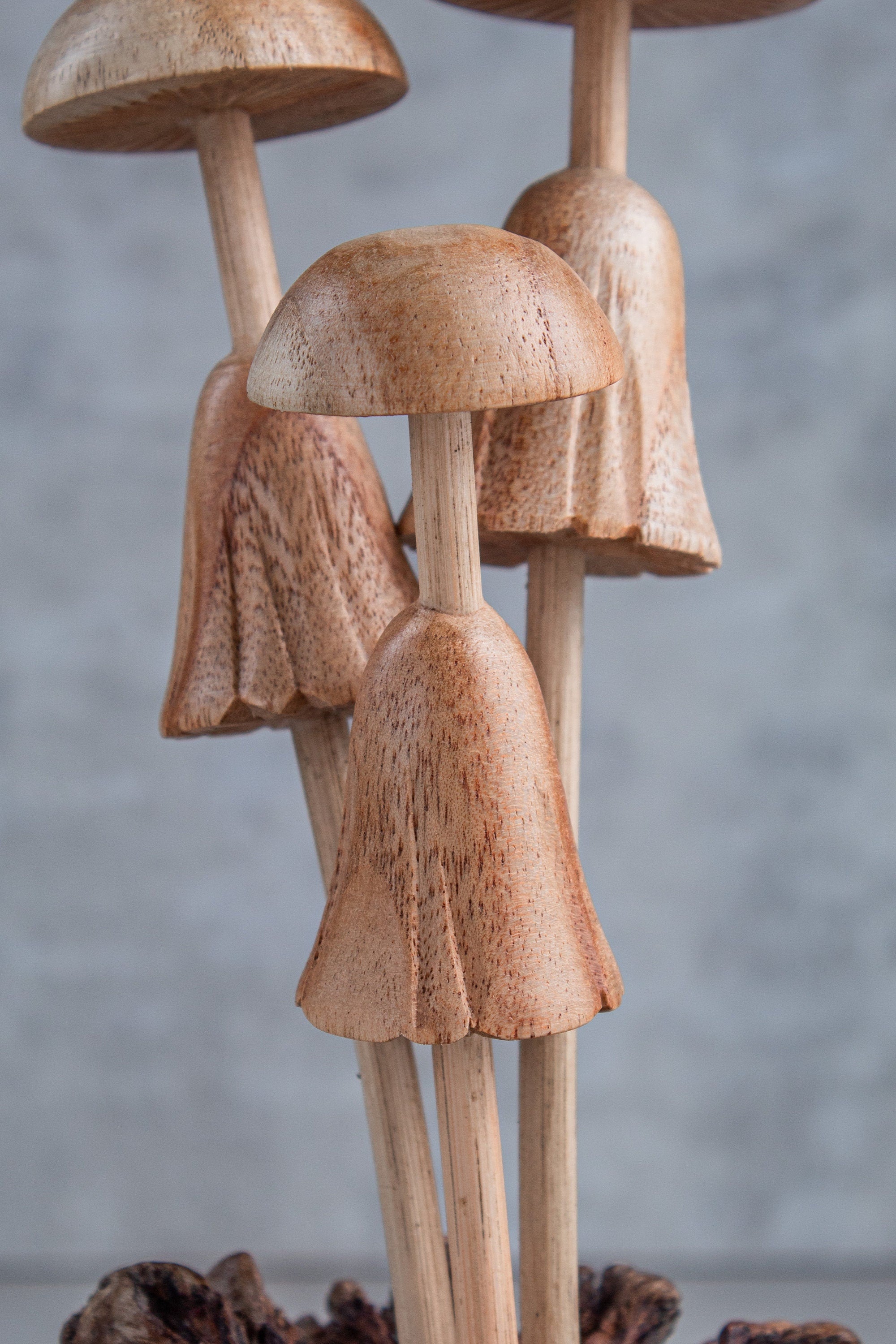 Handmade Wooden Mushroom Sculpture