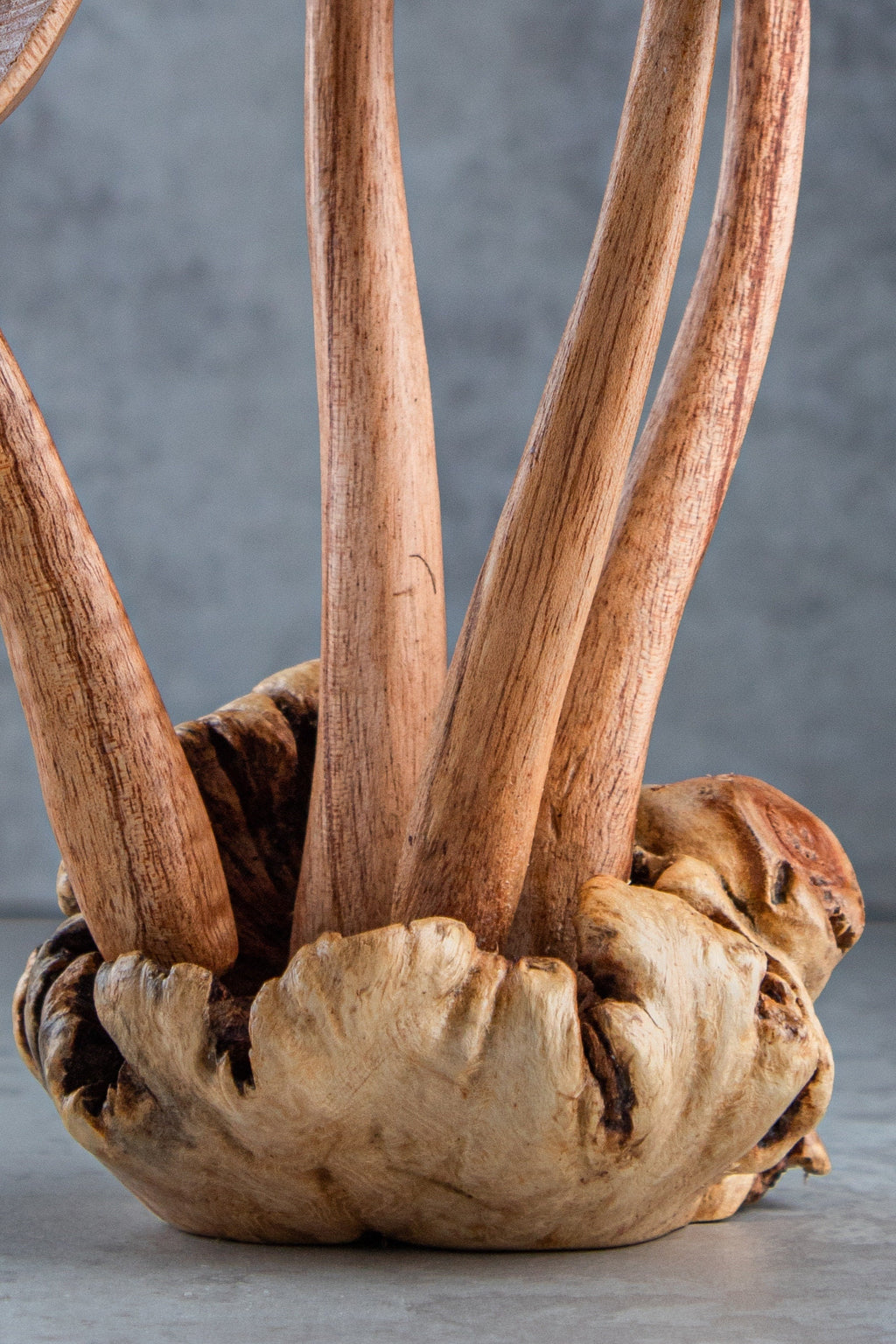Wooden Dragonfly On Mushroom Sculpture (7")
