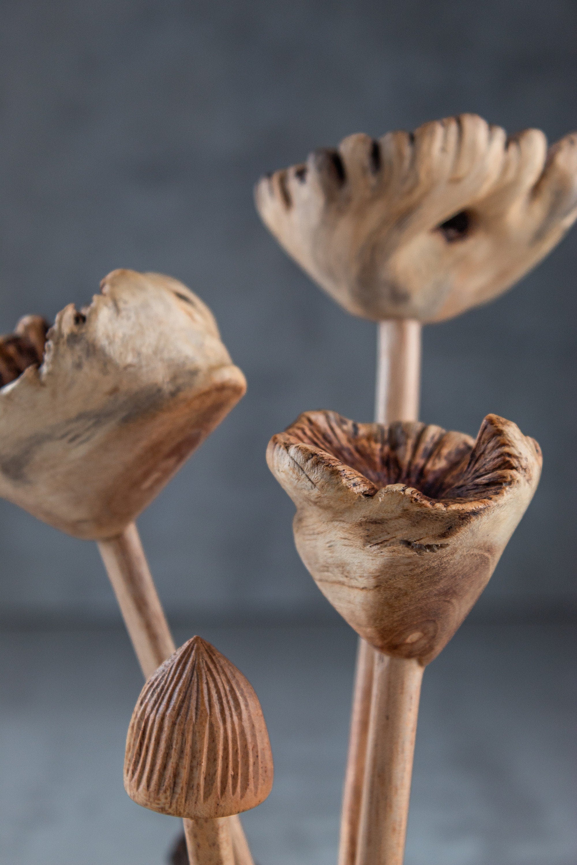 Wooden Mushroom Flower 6"