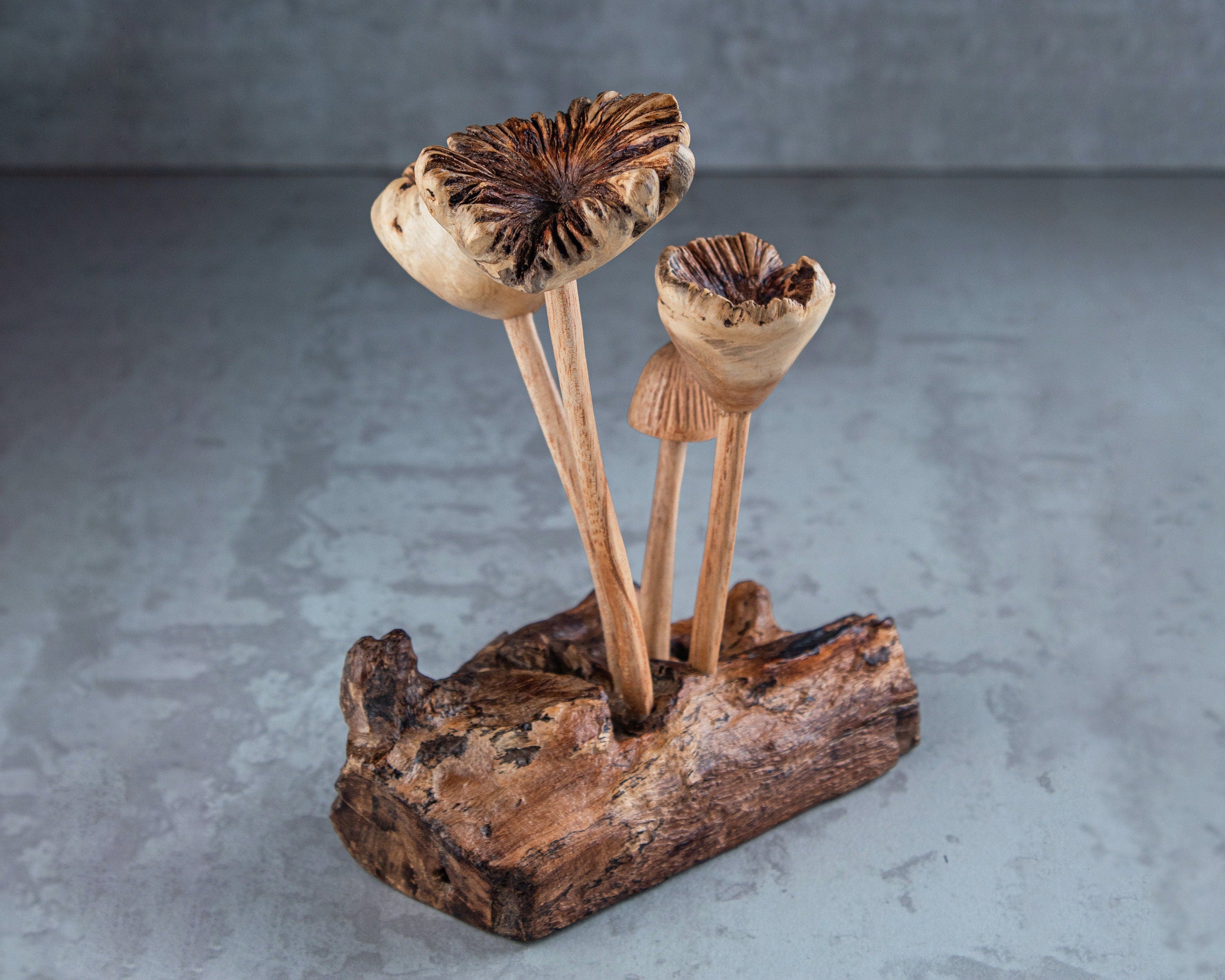 Wooden Mushroom Flower 6"