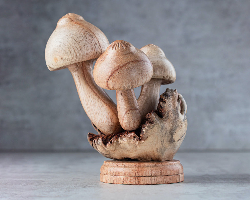 Mushroom Wooden Sculpture 3"