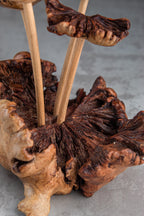 Hand-Carved Three Bees on Flowers Wooden Sculpture – Unique Wood Carving Decor & Gift