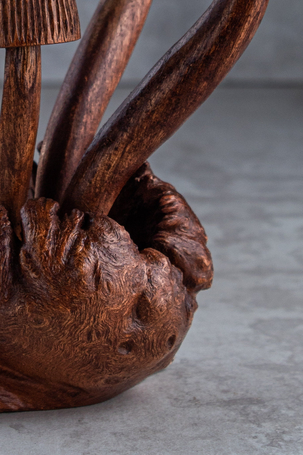 Mushroom Sculpture: Dark Wood Stain, Home Decor (9 inch)