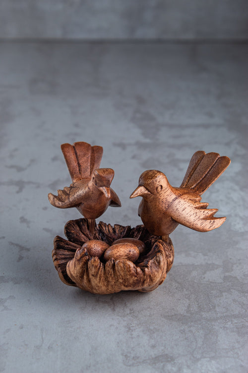 Birds on Nest Sculpture