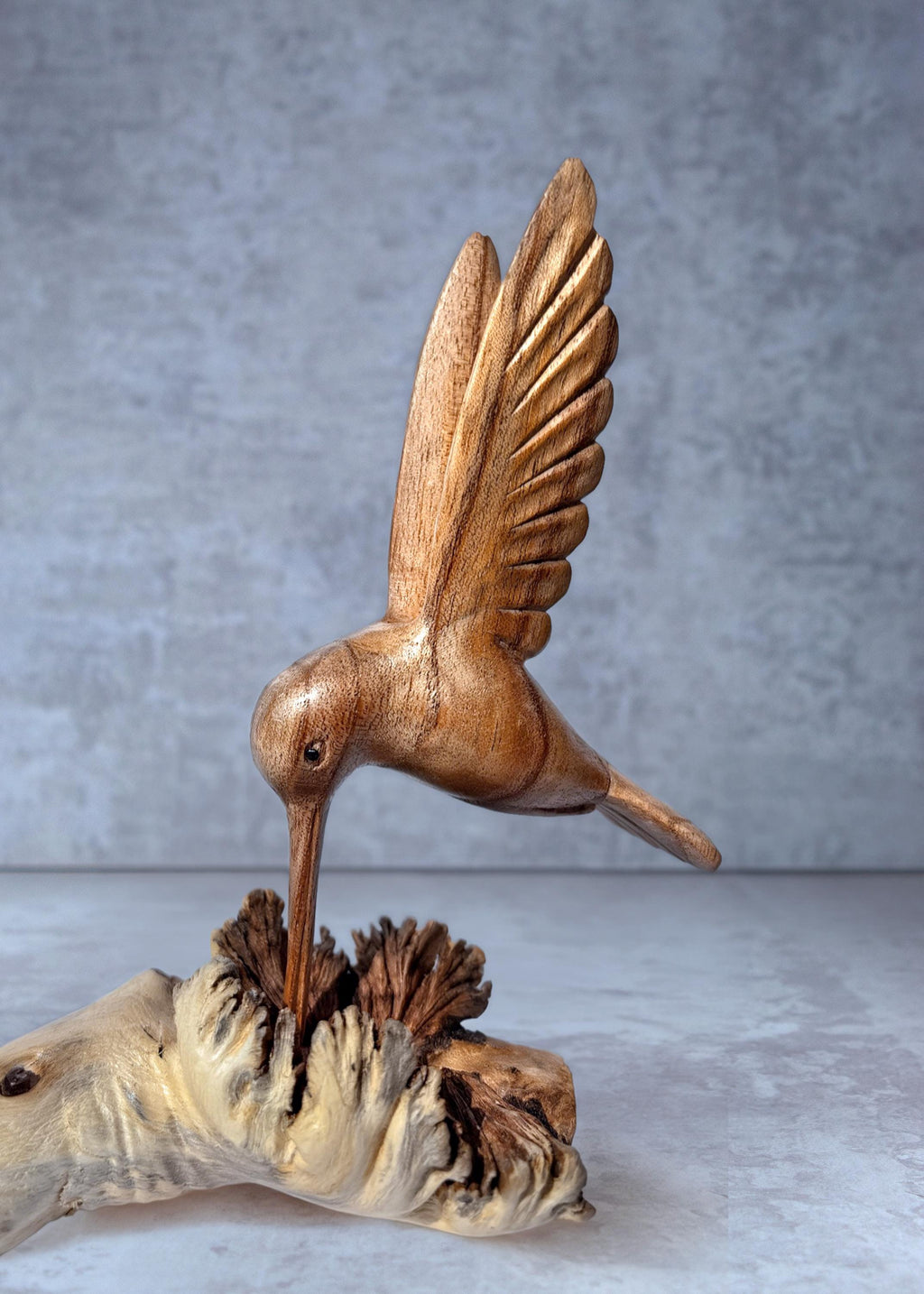 Wooden Hummingbird On Nest