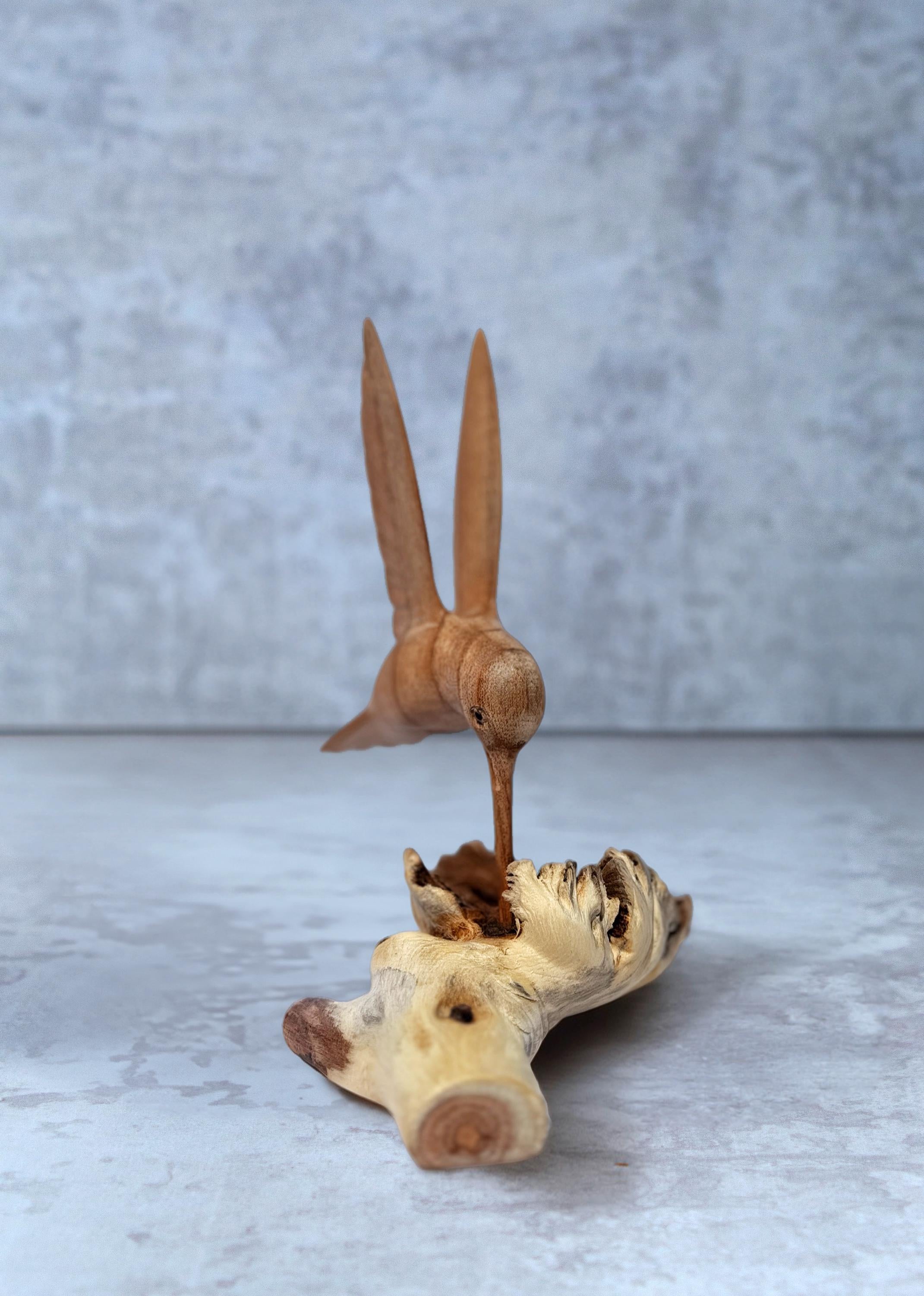 Wooden Hummingbird On Nest