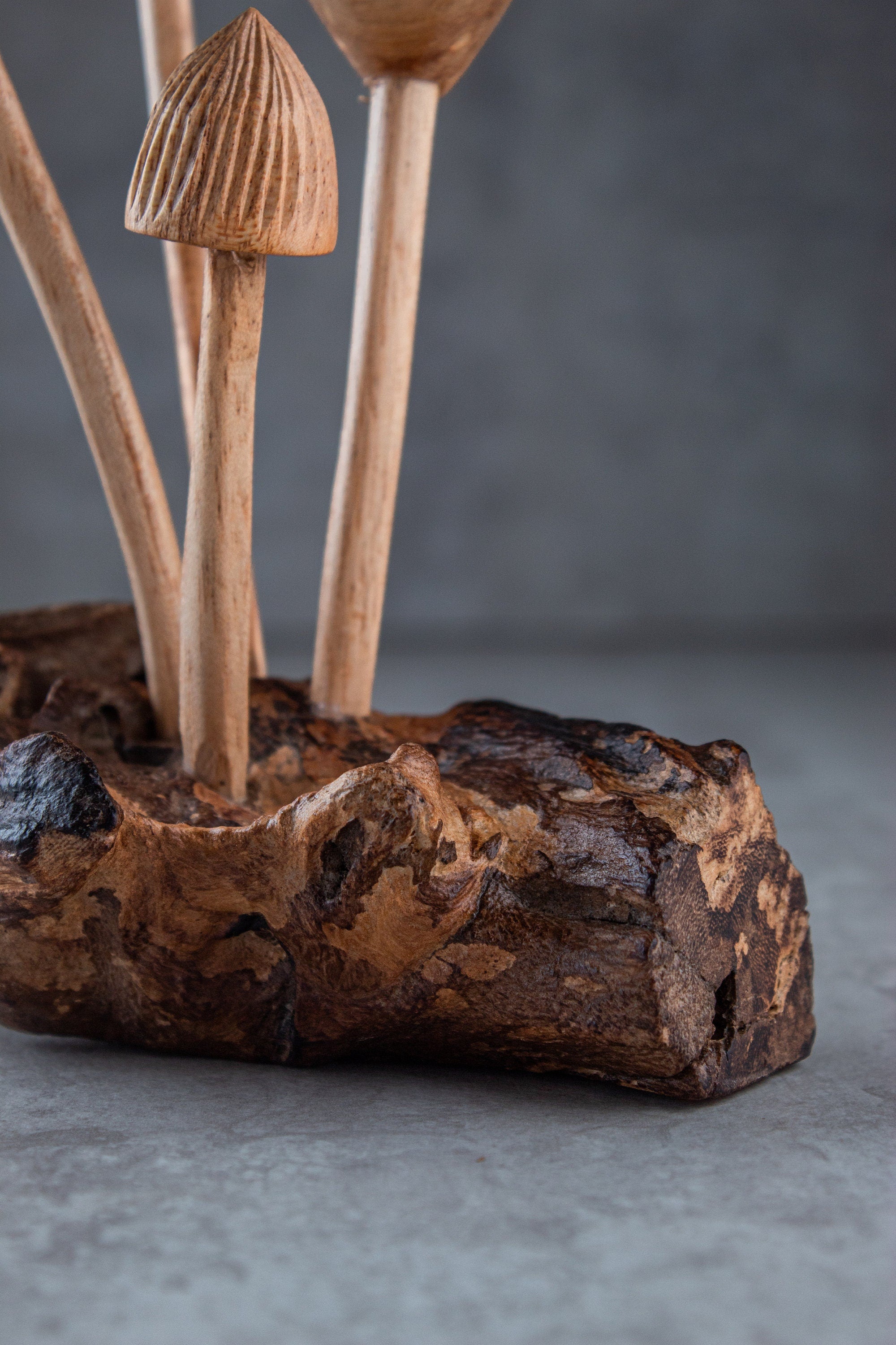 Wooden Mushroom Flower 6"