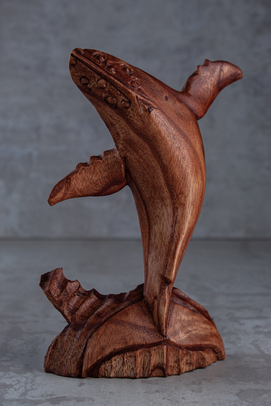 Whale Sculpture Wooden Dark Color