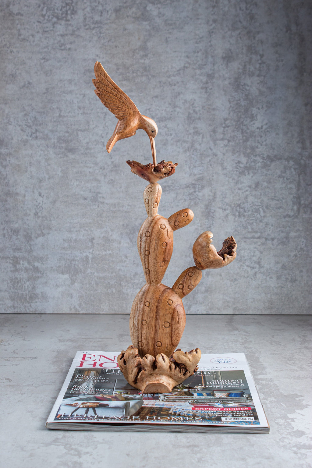 Artisan hummingbird wood carving handmade