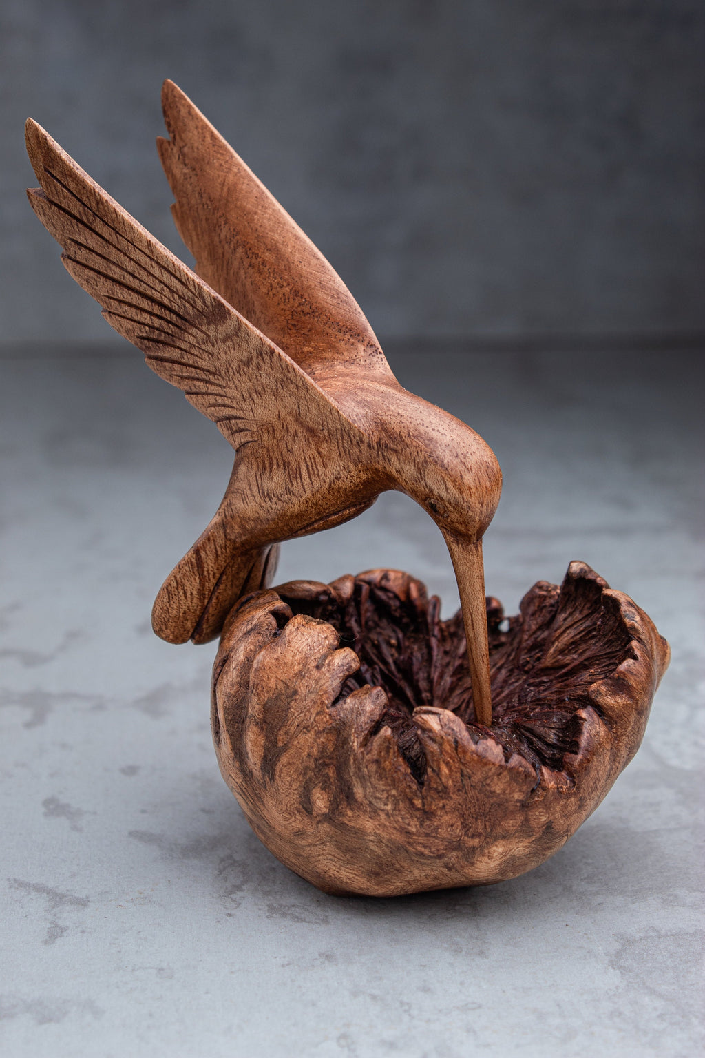 Artisan hummingbird wood carving handmade