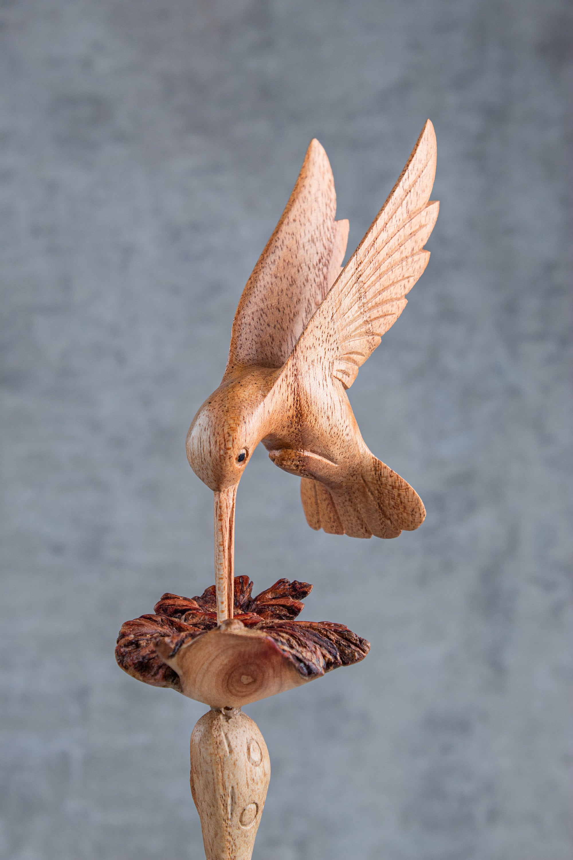 Handmade wooden bird sculpture home decor