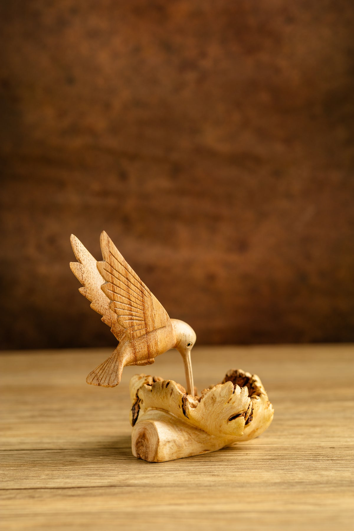 Hand-Carved Hummingbird Sculpture
