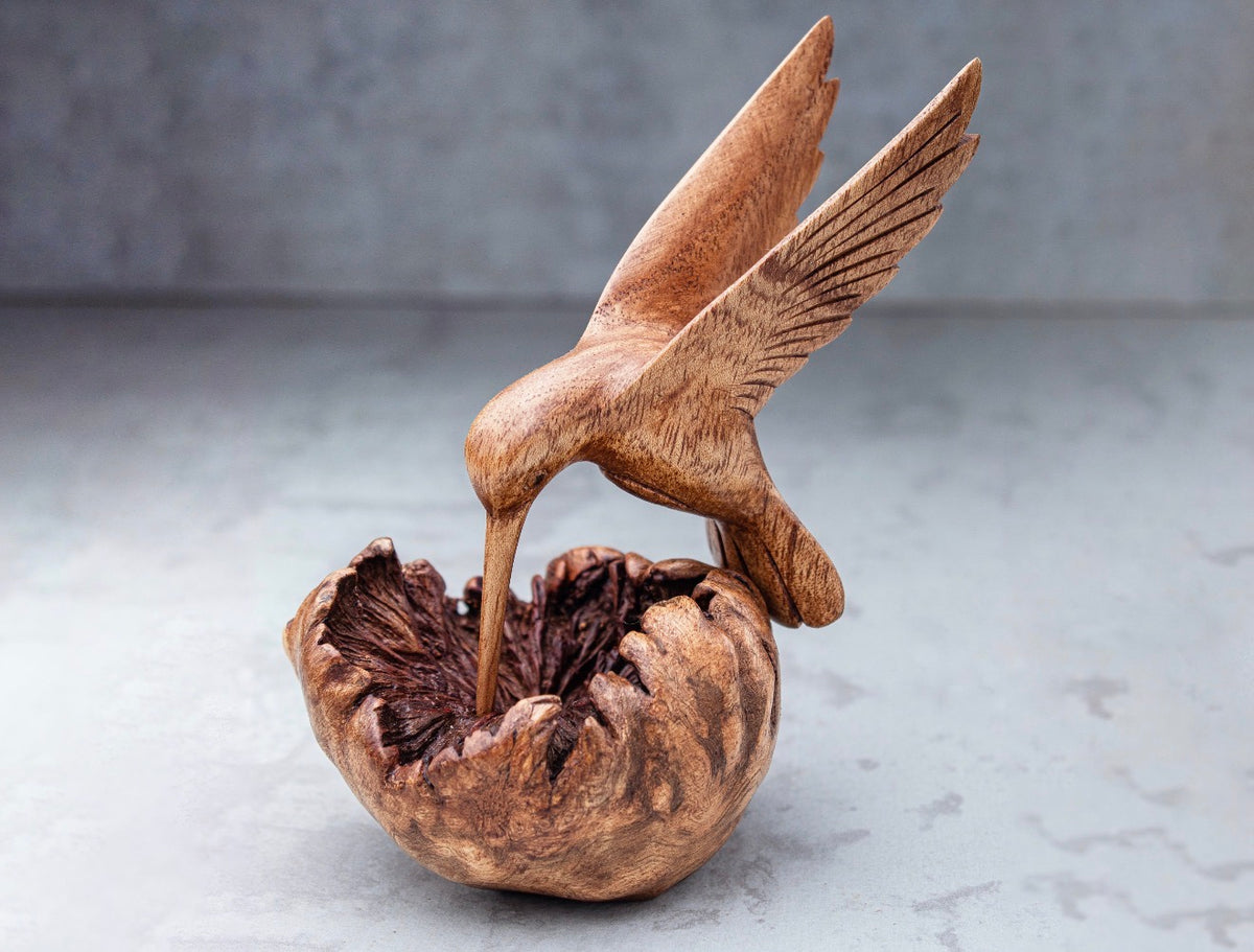 Hand-Carved Hummingbird Sculpture