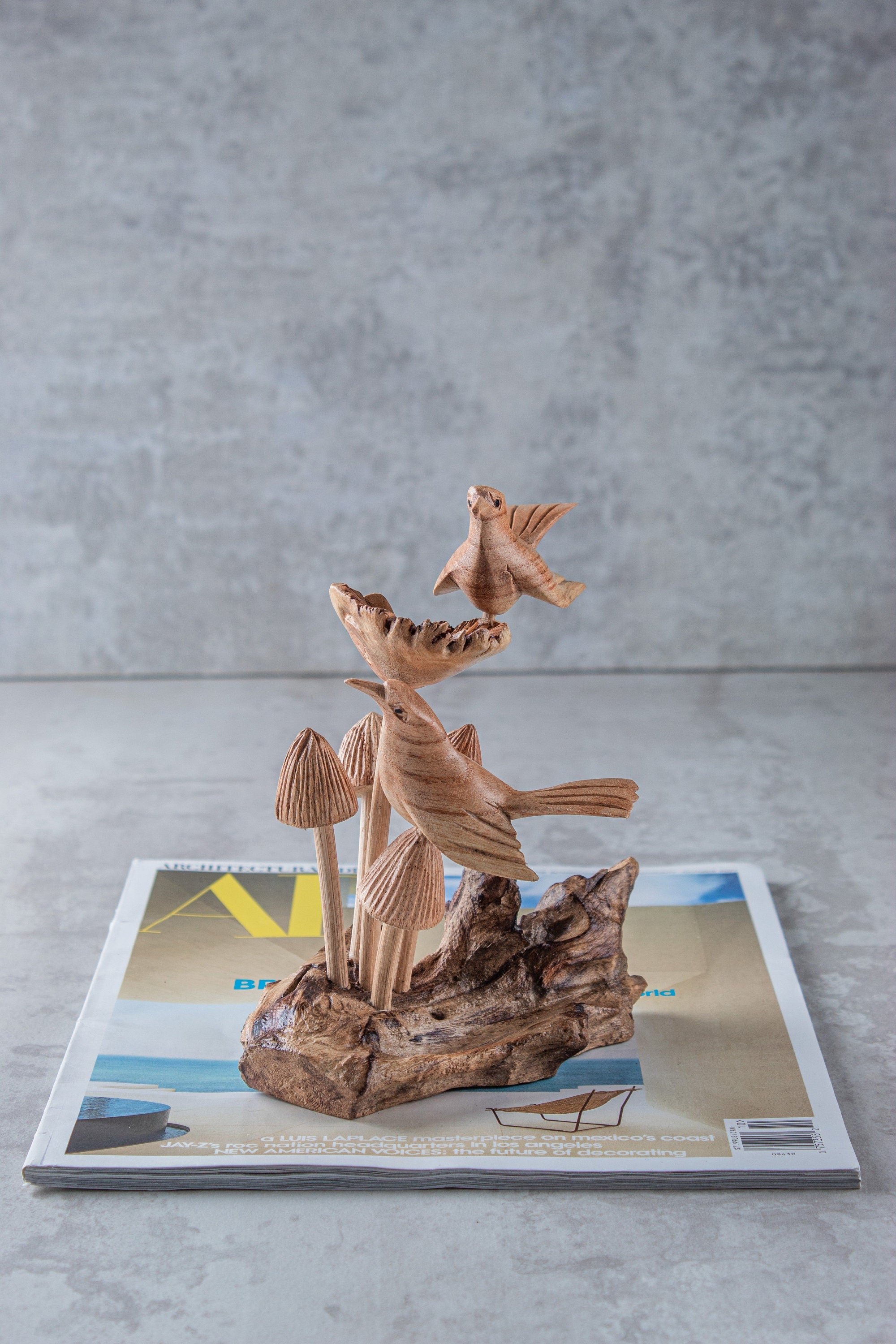 Parasite wood bird sculpture handmade