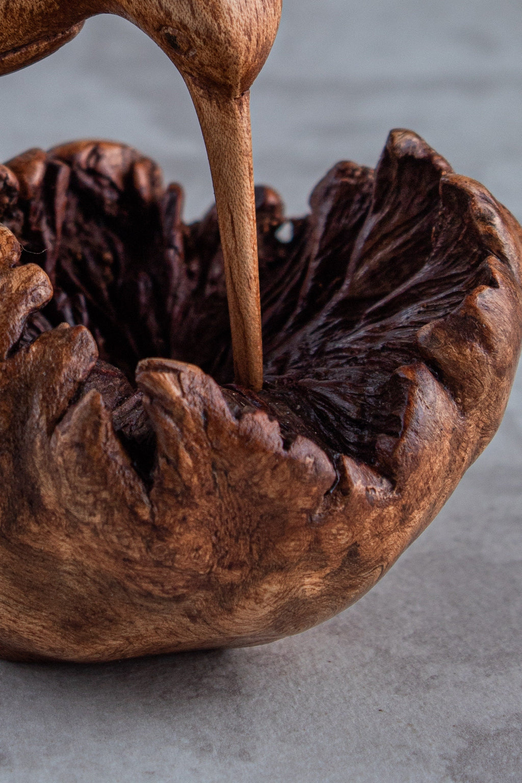 Wooden hummingbird nest sculpture parasite wood decor