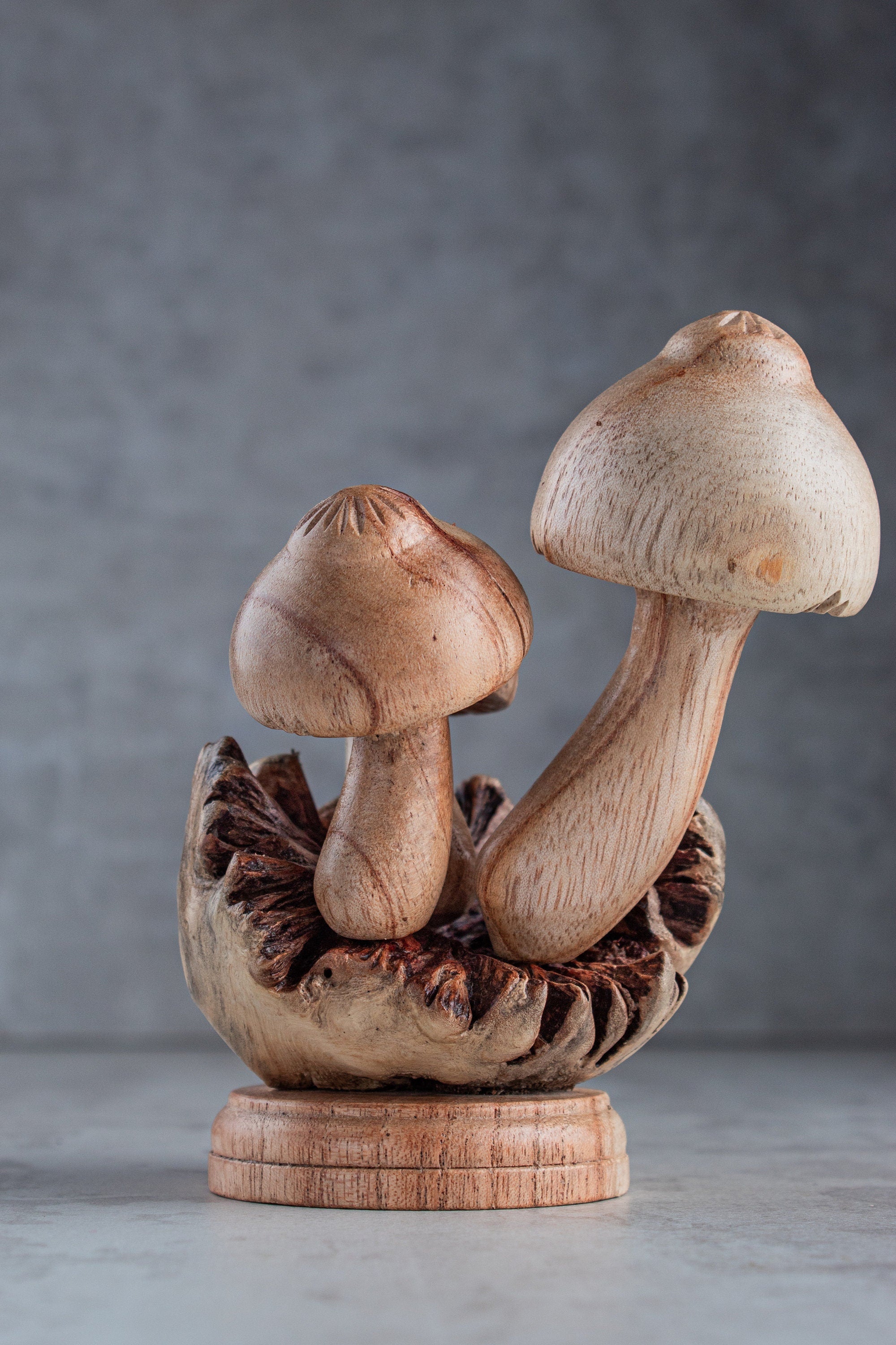 Mushroom Wooden Sculpture 3"