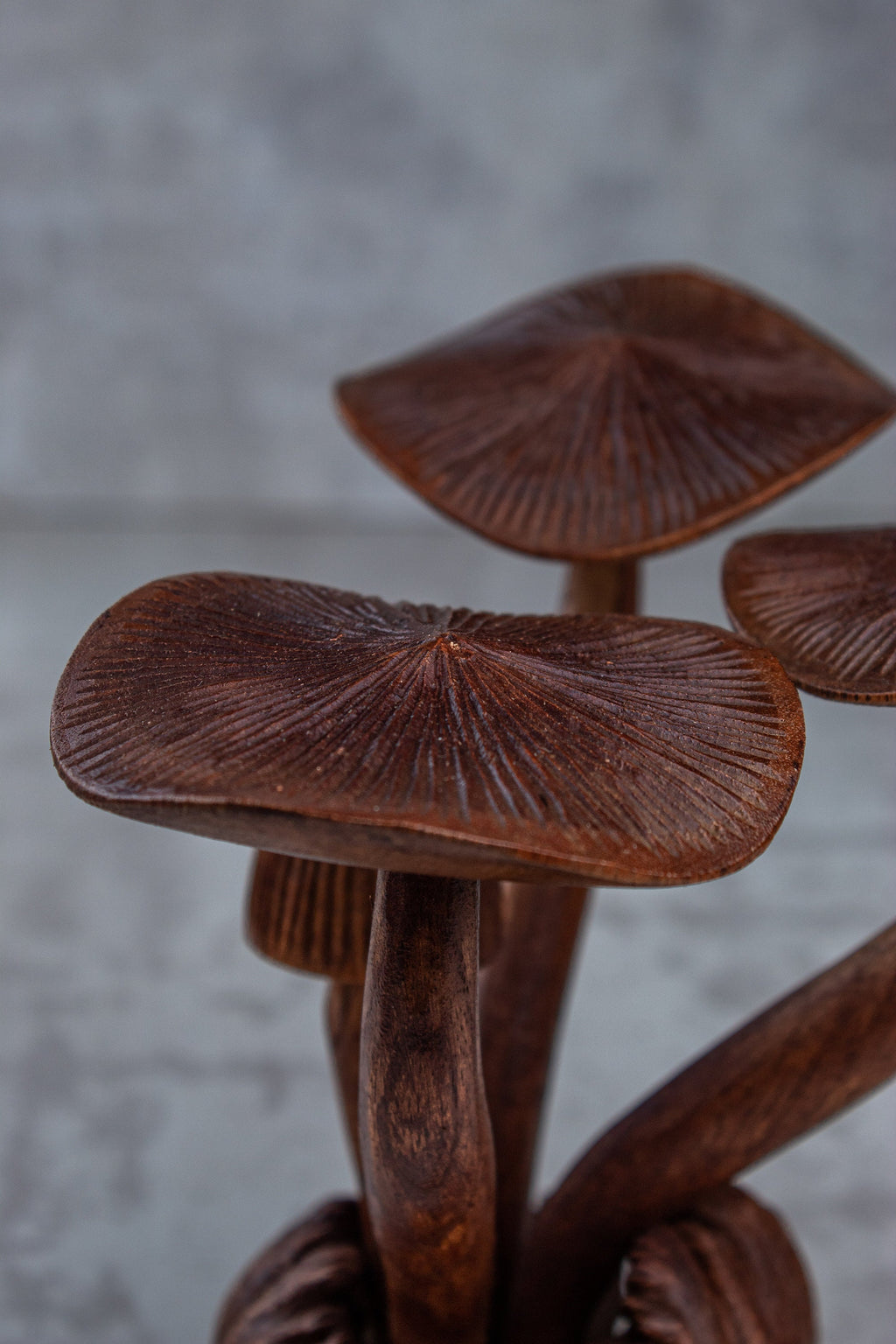 Mushroom Sculpture: Dark Wood Stain, Home Decor (9 inch)