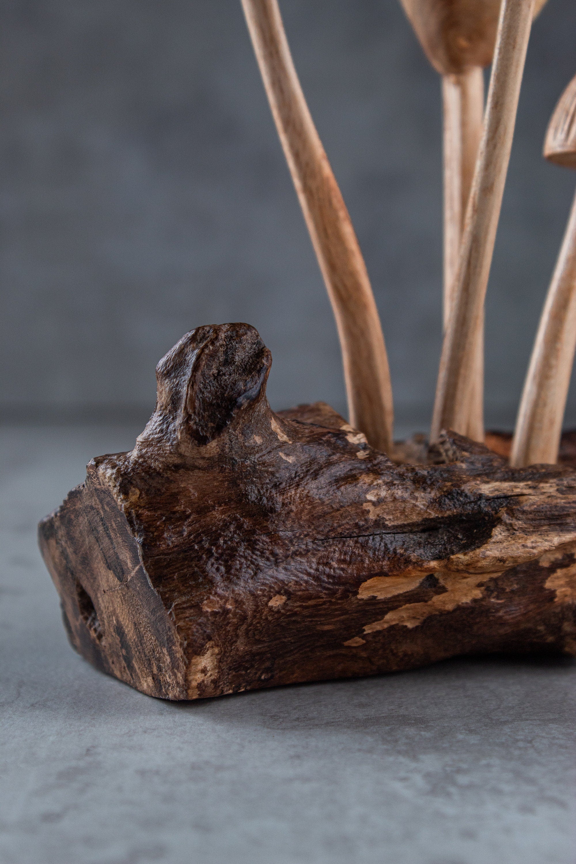 Wooden Mushroom Flower 6"