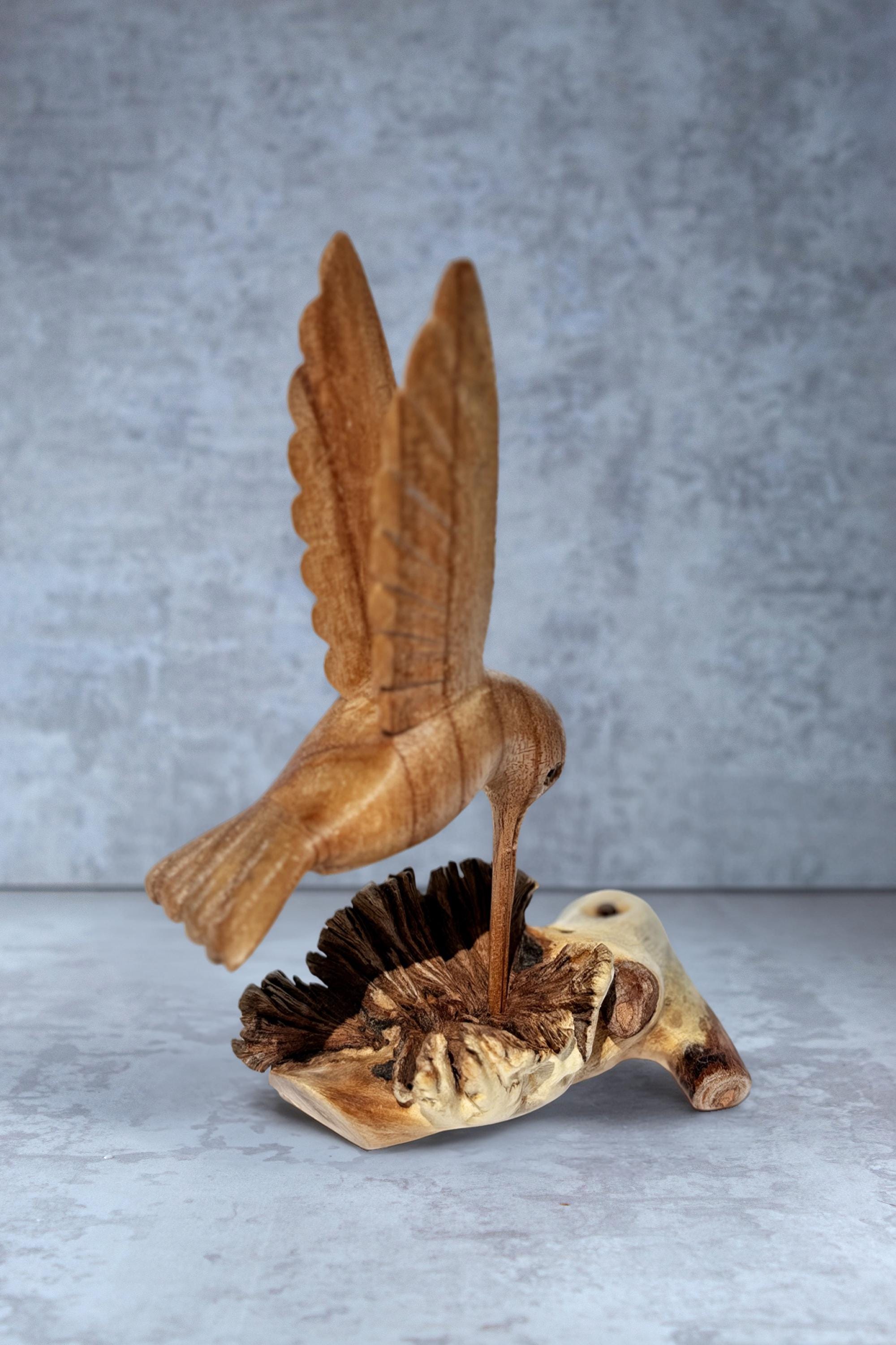 Wooden Hummingbird On Nest