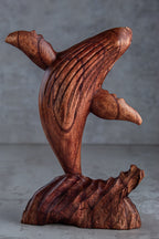 Whale Sculpture Wooden Dark Color