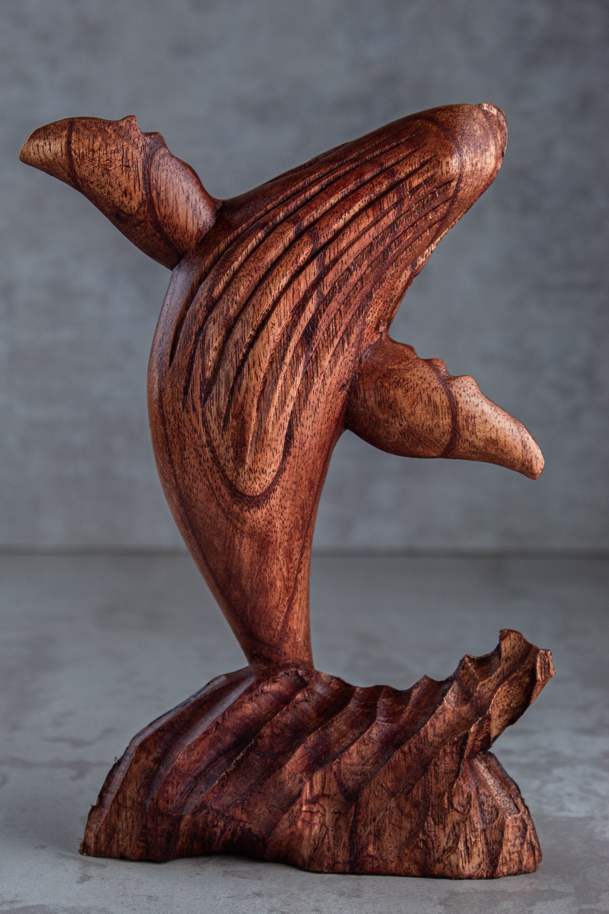 Whale Sculpture Wooden Dark Color