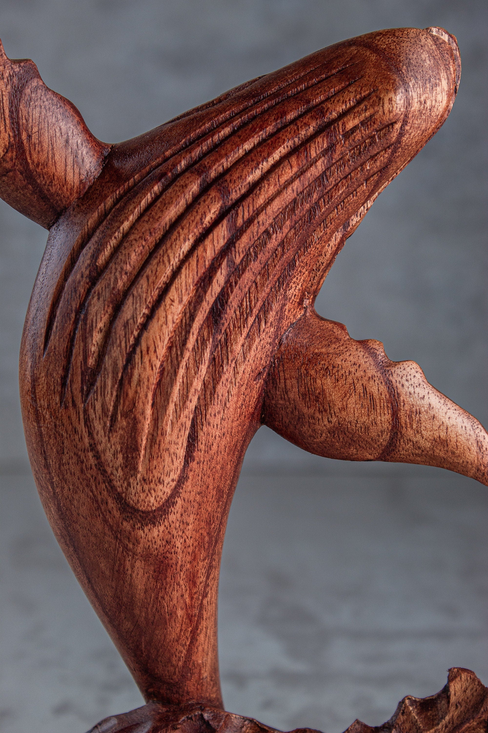 Whale Sculpture Wooden Dark Color