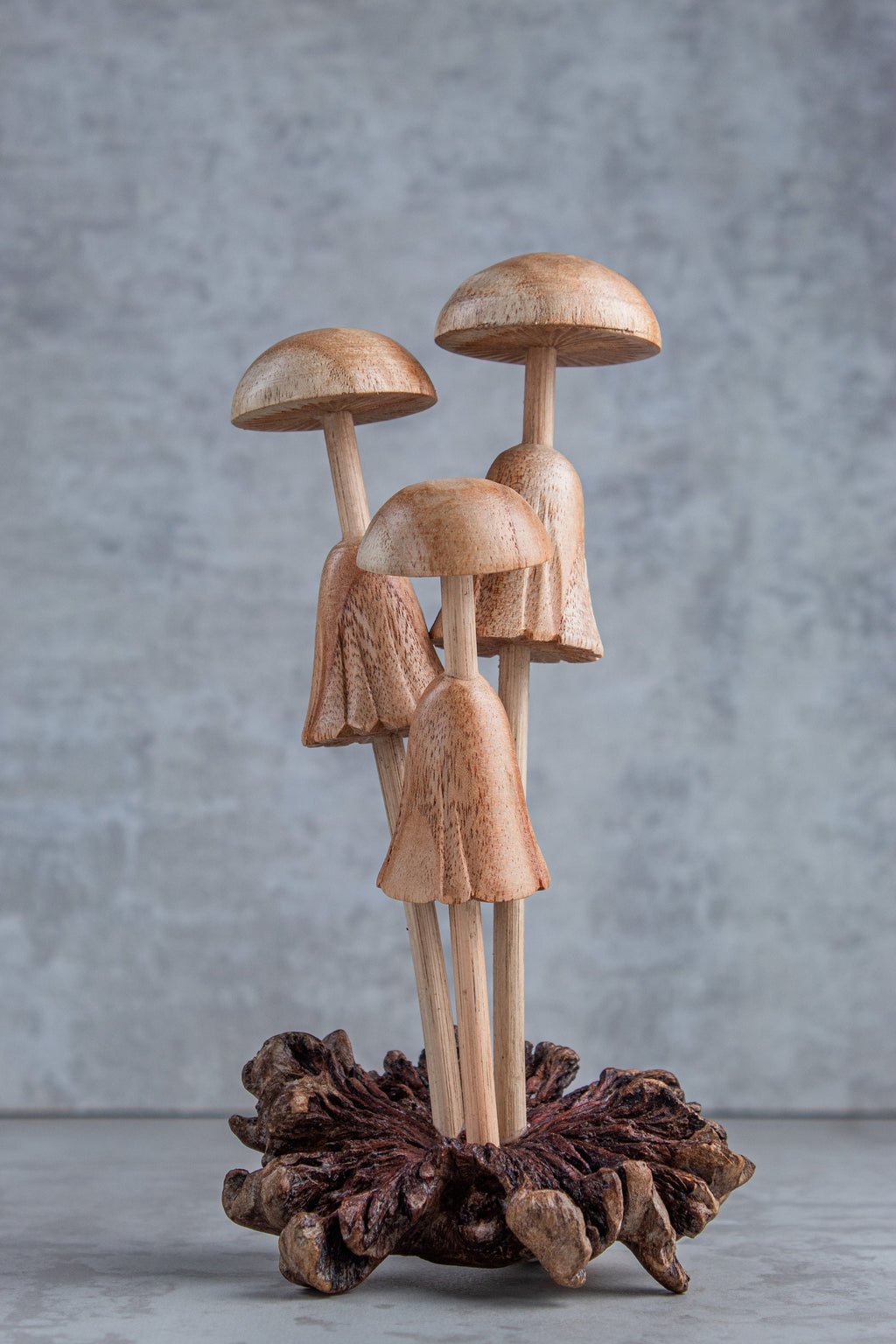 Handmade Wooden Mushroom Sculpture