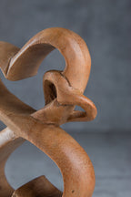 Hand-Carved Interlocking Hearts Wooden Sculpture – Handmade Decorative Accent