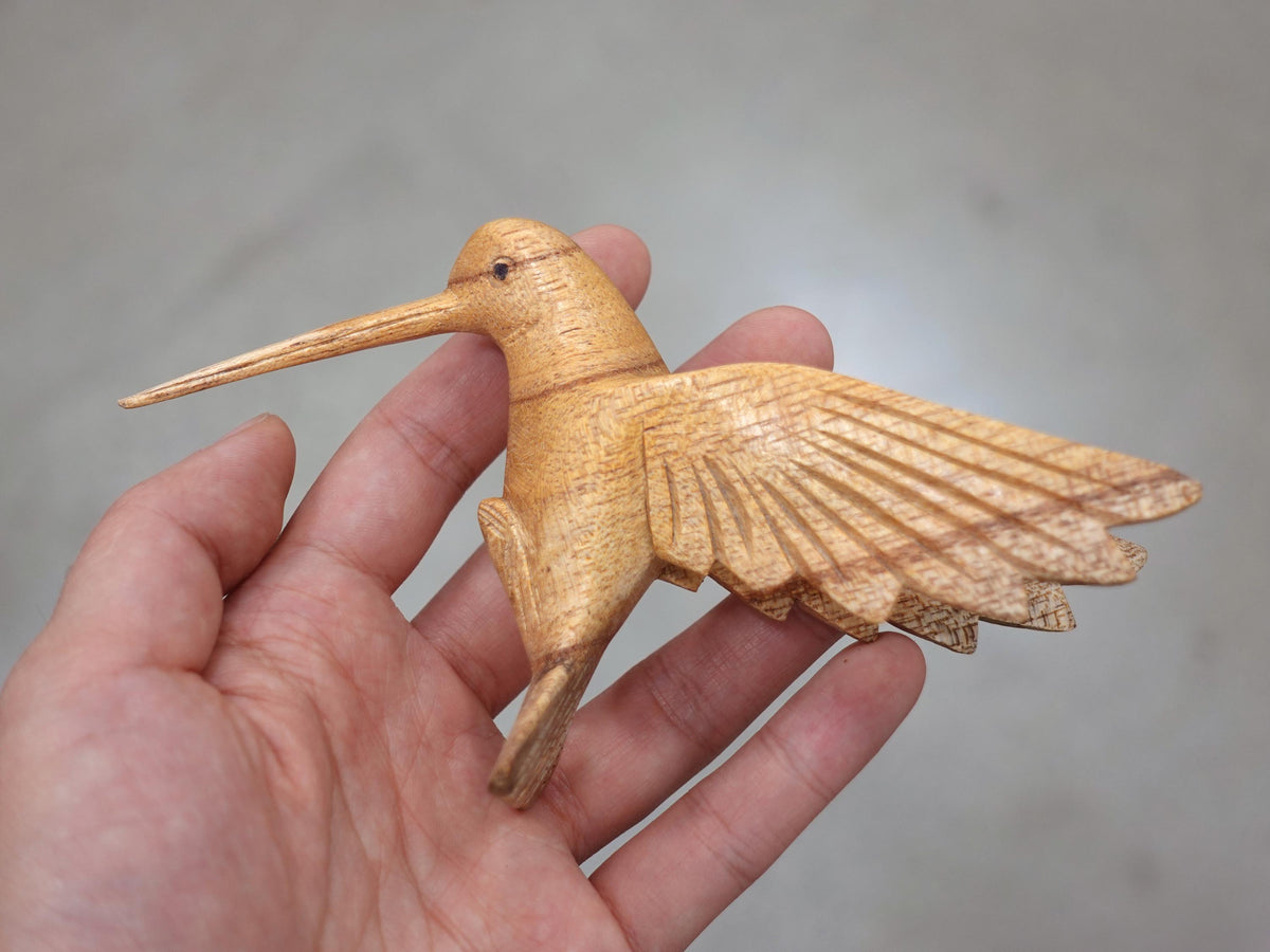 Hand-carved Hummingbird Pair Sculpture