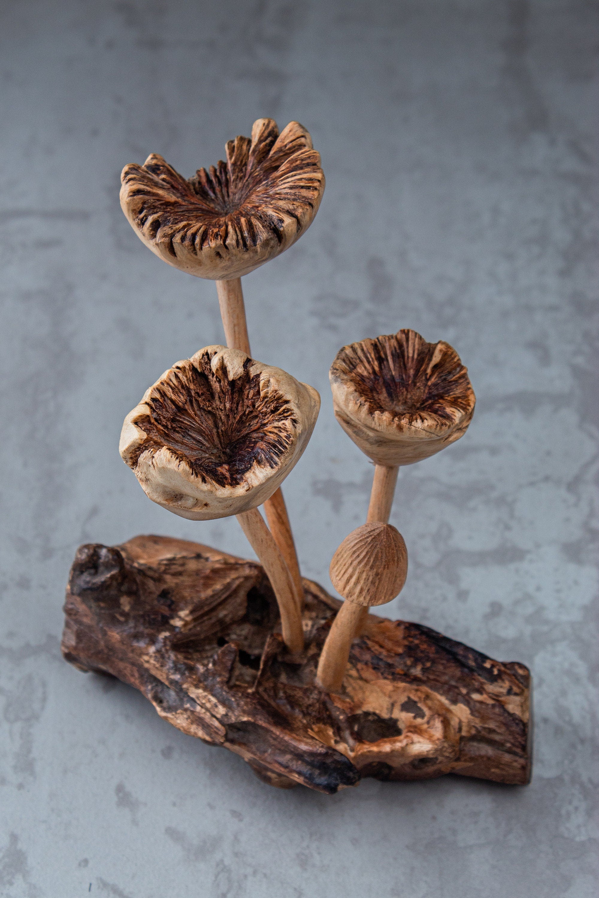 Wooden Mushroom Flower 6"