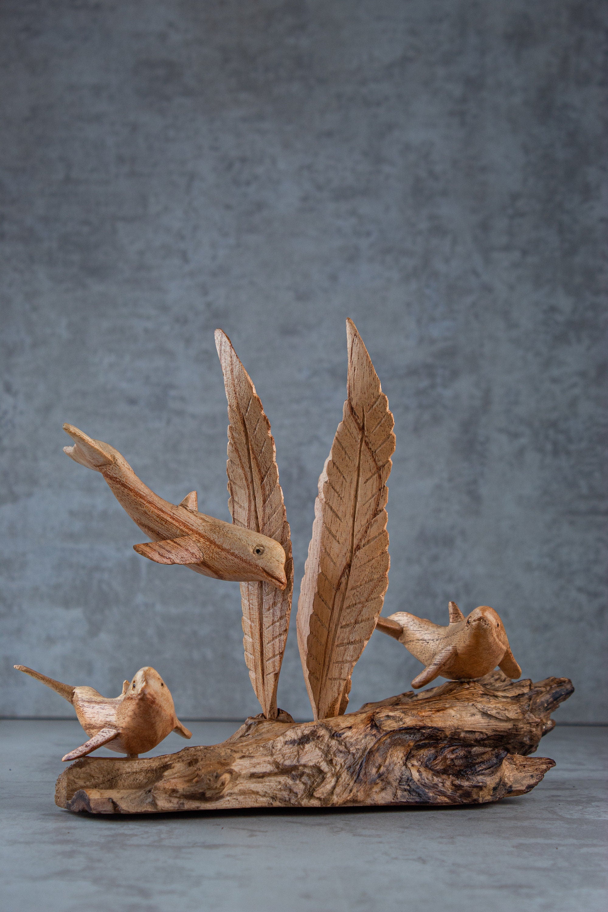 Dolphin Wood Sculpture