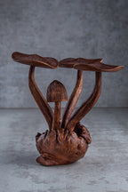 Mushroom Sculpture: Dark Wood Stain, Home Decor (9 inch)