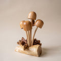 Hand Carved Wooden Mushroom Sculpture: Cluster woodland