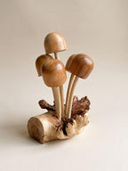 Hand Carved Wooden Mushroom Sculpture: Cluster woodland