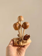 Hand Carved Wooden Mushroom Sculpture: Cluster woodland