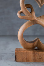 Hand-Carved Interlocking Hearts Wooden Sculpture – Handmade Decorative Accent