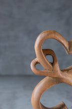 Hand-Carved Interlocking Hearts Wooden Sculpture – Handmade Decorative Accent